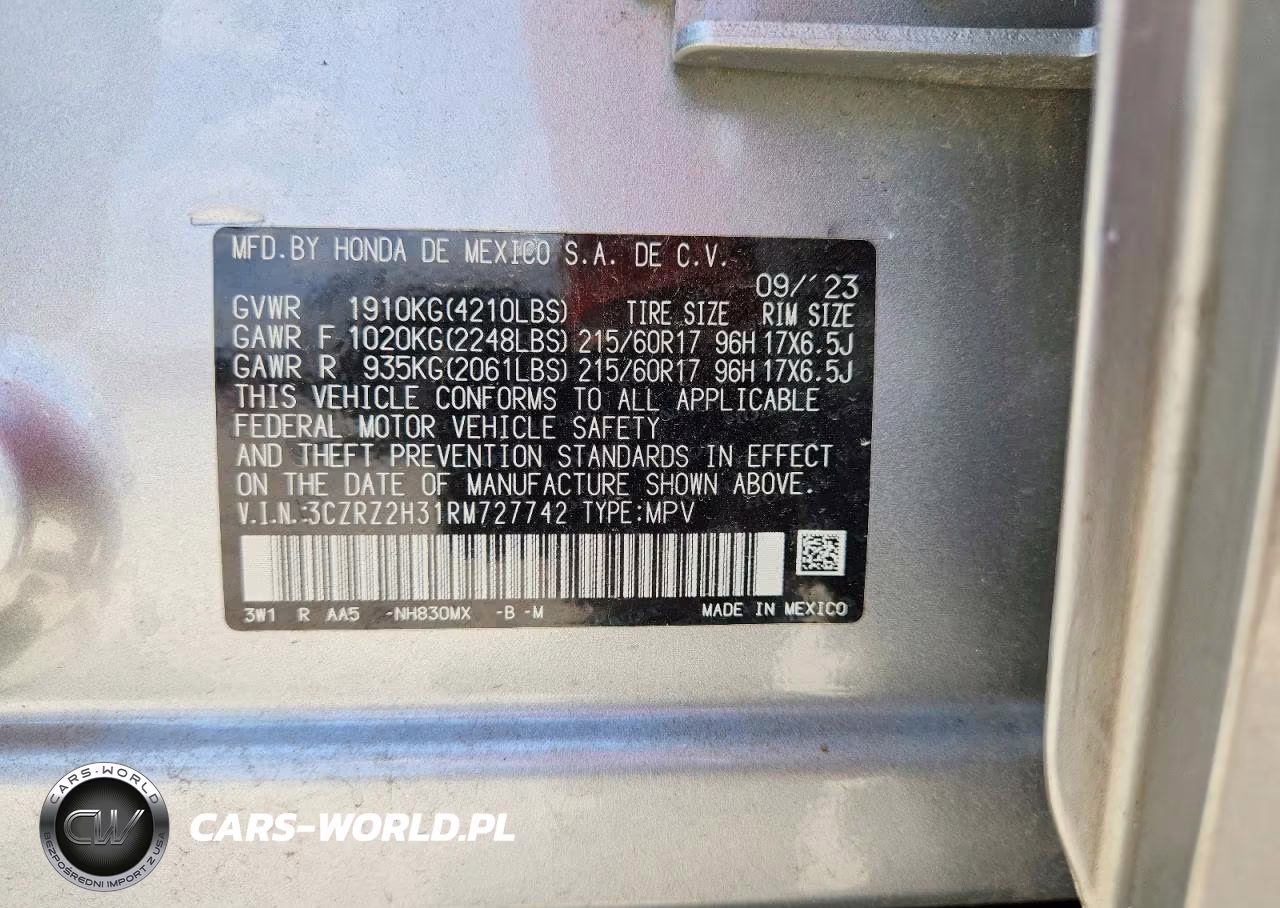 2024 Honda Hr-V Lx VIN:3CZRZ2H31RM727742 - 13