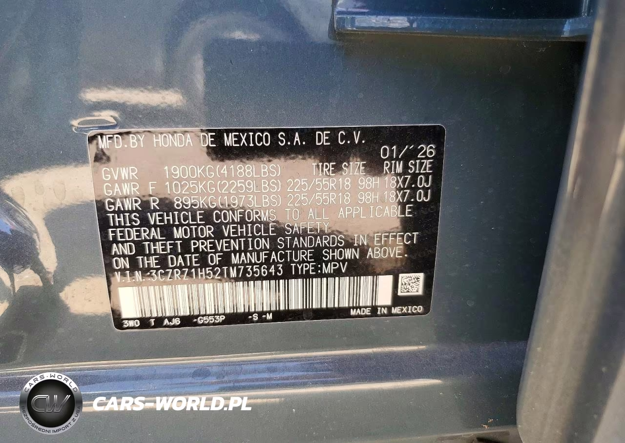 2026 Honda Hr-V Sport VIN:3CZRZ1H52TM735643 - 13