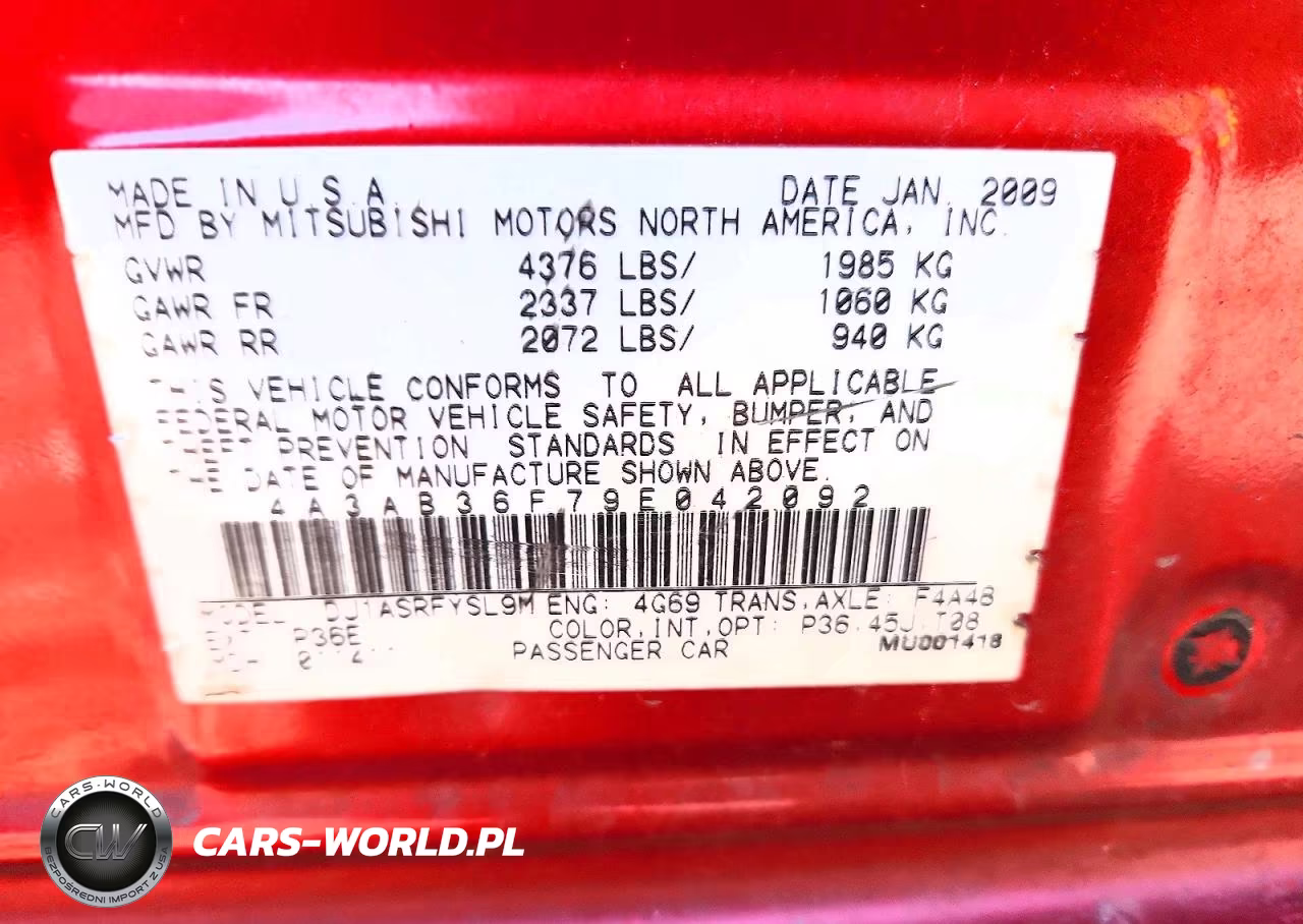 2009 Mitsubishi Galant Es VIN:4A3AB36F79E042092 - 12