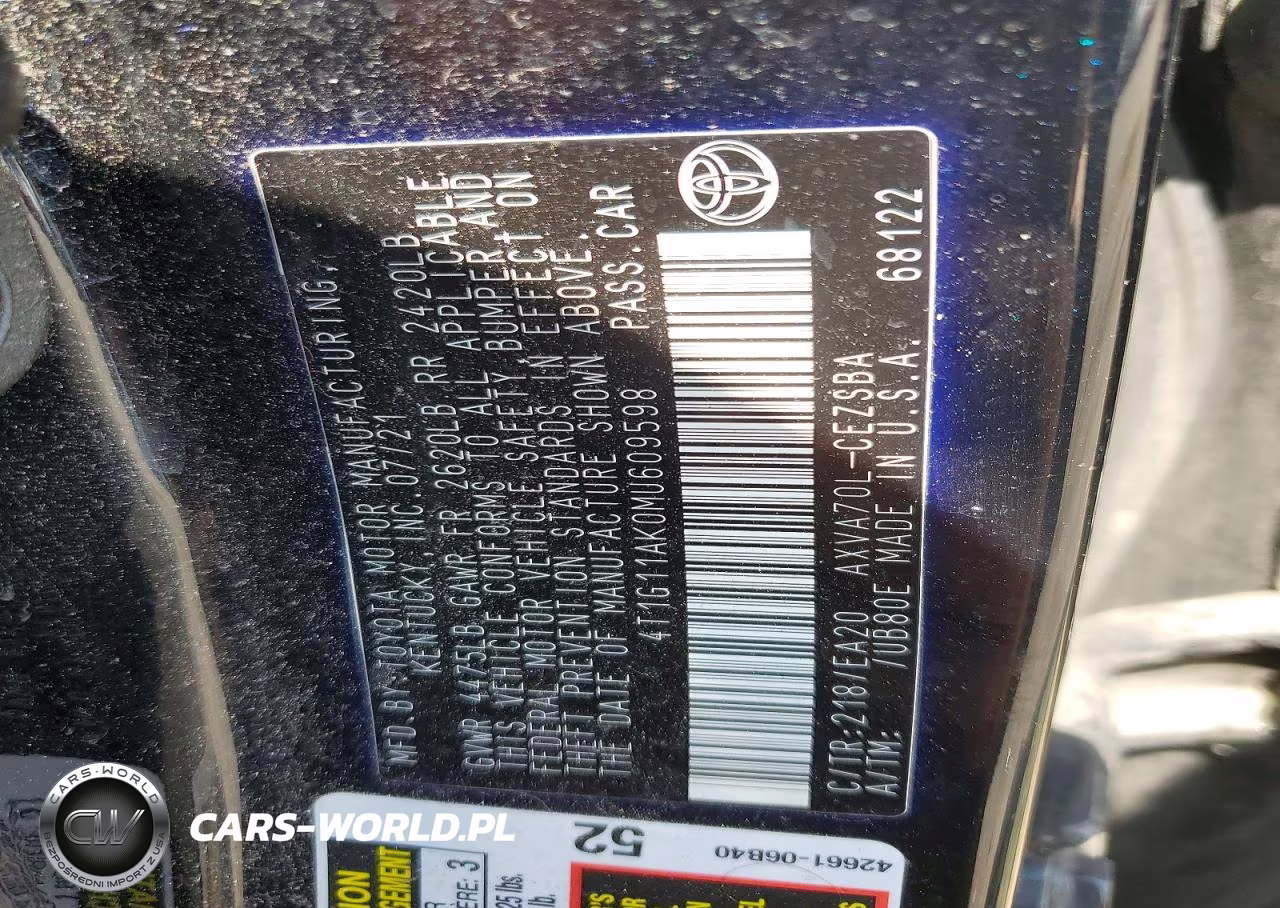 2021 Toyota Camry Se VIN:4T1G11AK0MU609598 - 12