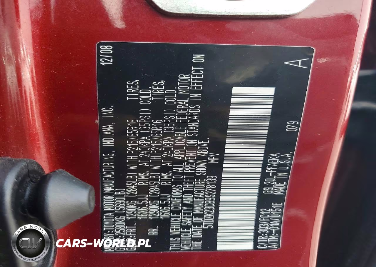 2009 Toyota Sienna Le VIN:5TDZK23C89S278139 - 13