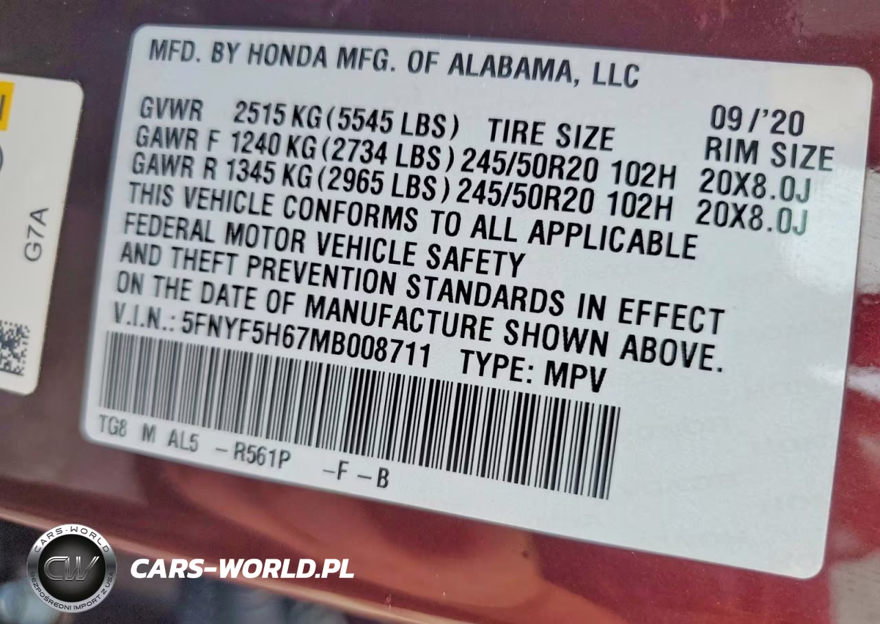 2021 Honda Pilot Touring VIN:5FNYF5H67MB008711 - 12