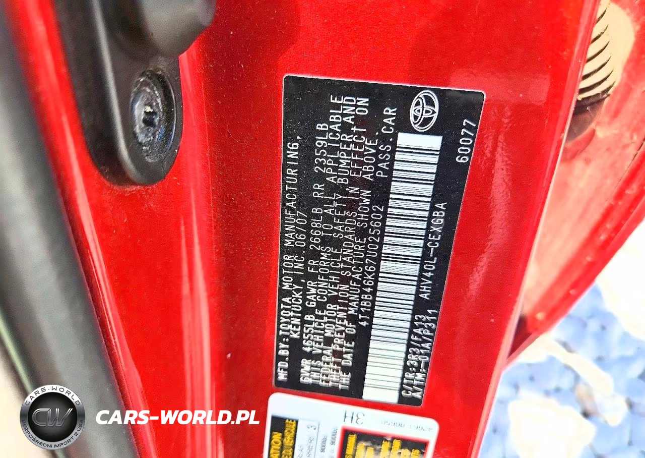 2007 Toyota Camry Hybrid VIN:4T1BB46K67U025602 - 12