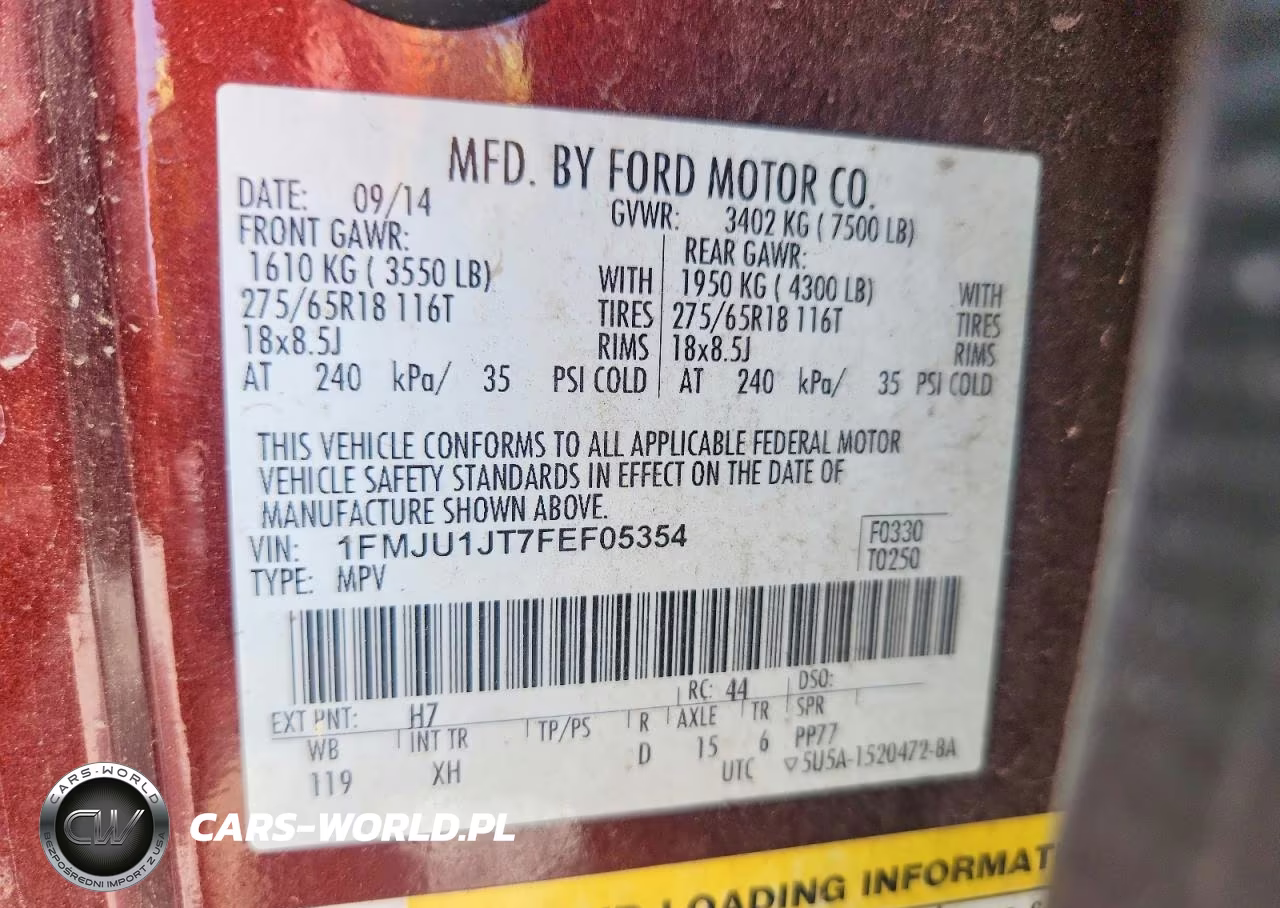 2015 Ford Expedition Xlt VIN:1FMJU1JT7FEF05354 - 14