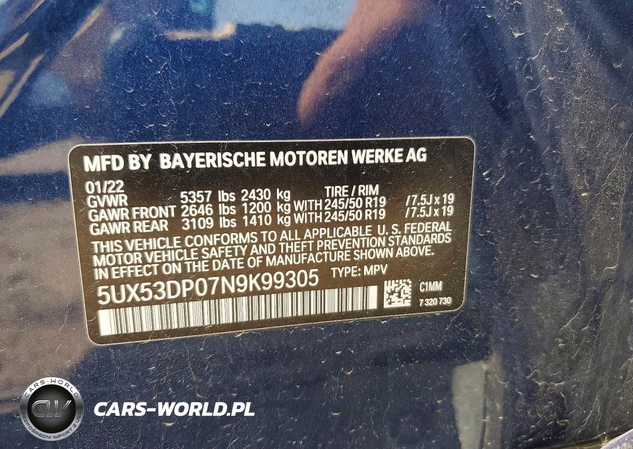 2022 BMW X3 xDrive30I VIN:5UX53DP07N9K99305 - 13