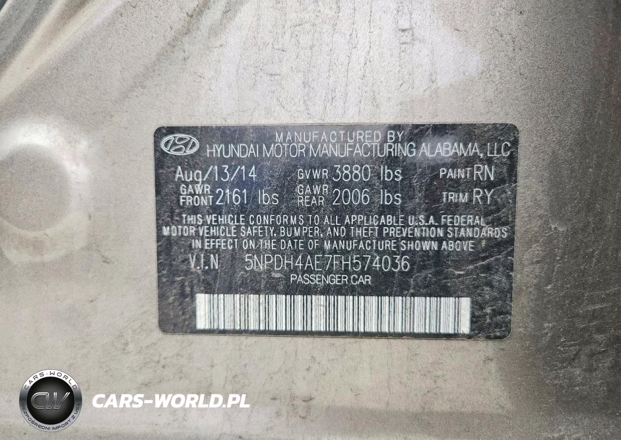 2015 Hyundai Elantra Se VIN:5NPDH4AE7FH574036 - 12