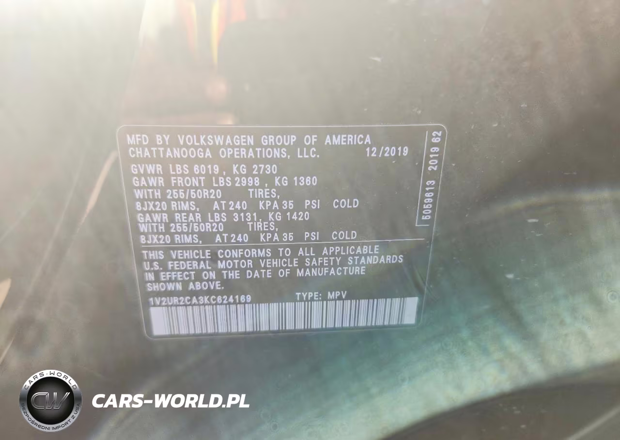 2019 Volkswagen Atlas Se VIN:1V2UR2CA3KC624169 - 14
