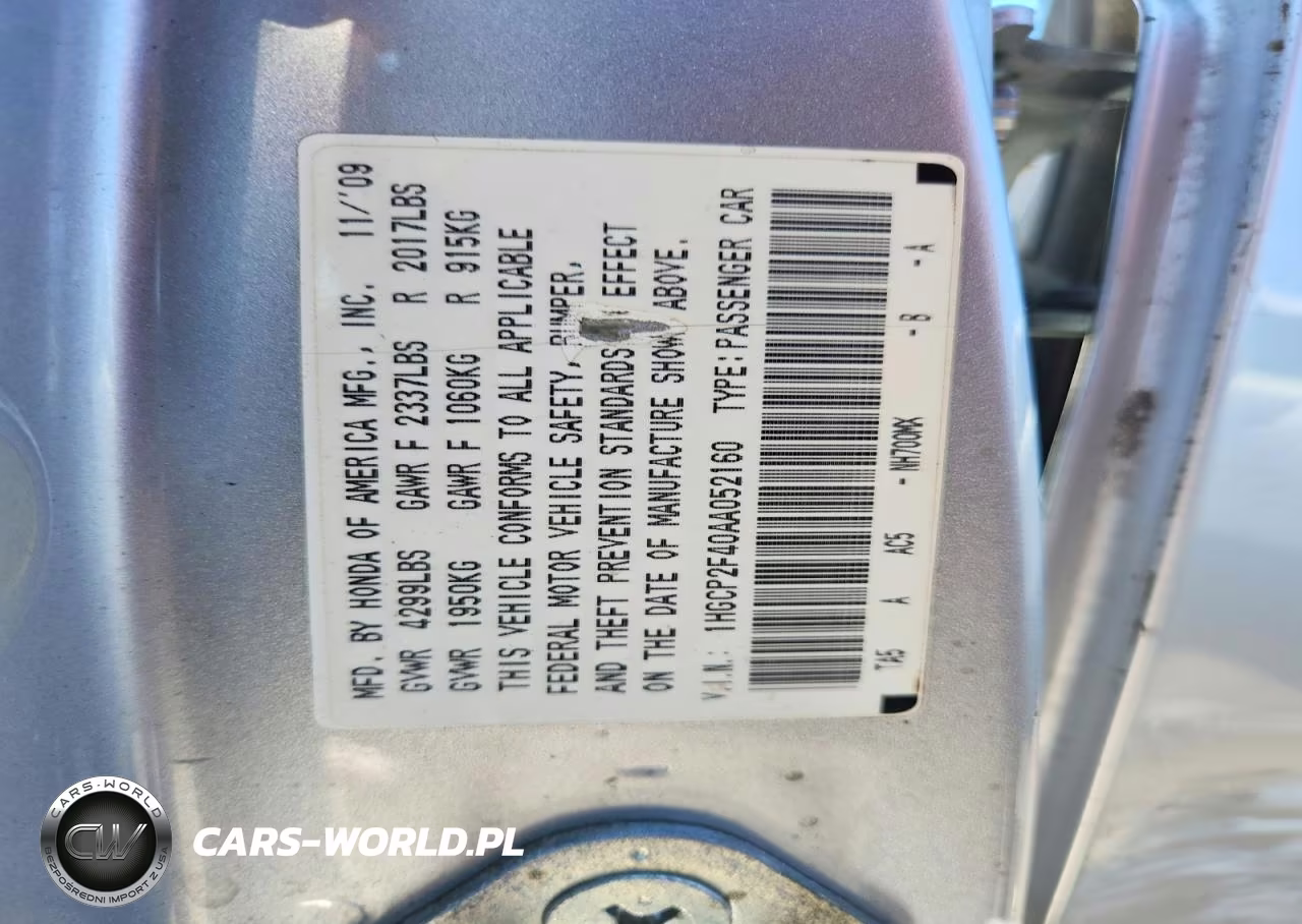 2010 Honda Accord Lxp VIN:1HGCP2F40AA052160 - 12