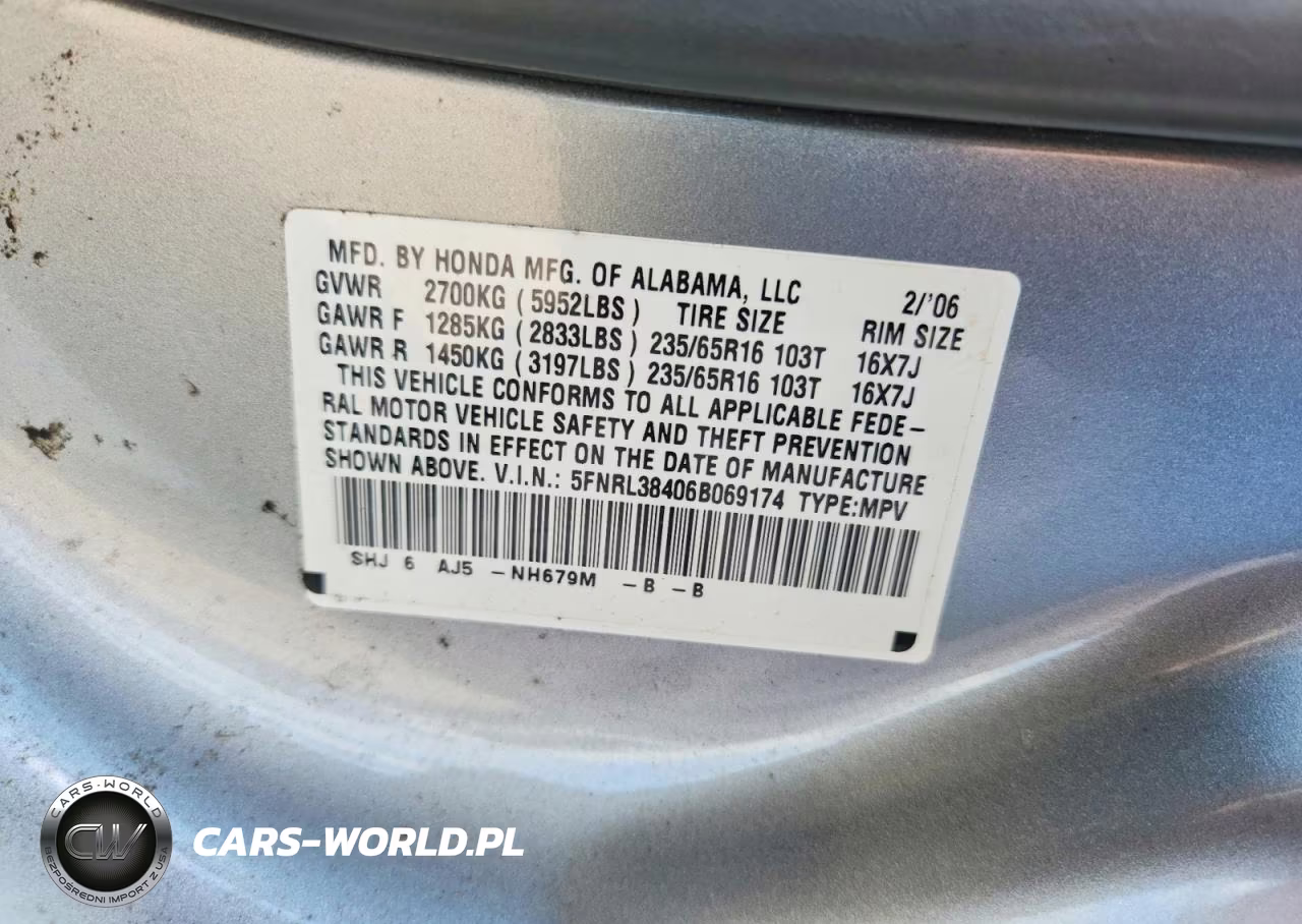 2006 Honda Odyssey Ex VIN:5FNRL38406B069174 - 14