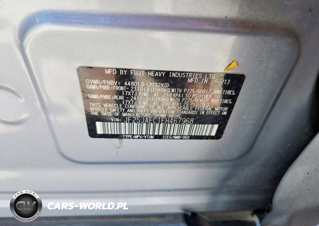 2014 Subaru Forester 2.5I Premium VIN:JF2SJAEC1EH467968 - 12