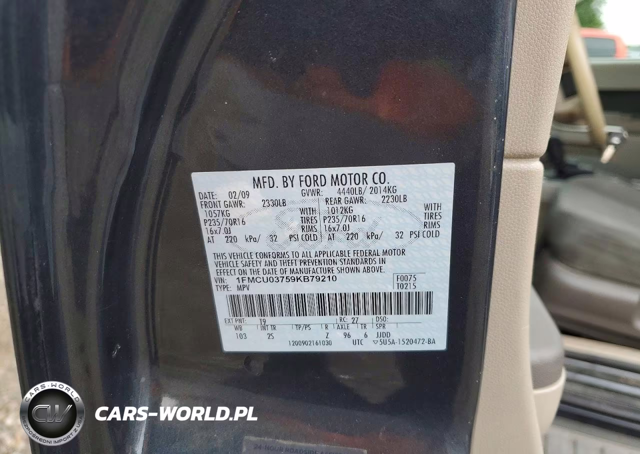 2009 Ford Escape Xlt VIN:1FMCU03759KB79210 - 13