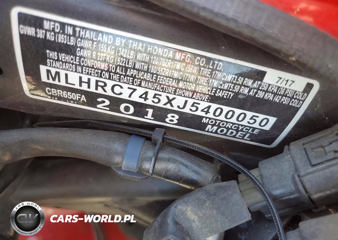 2018 Honda Cbr650 Fa VIN:MLHRC745XJ5400050 - 9