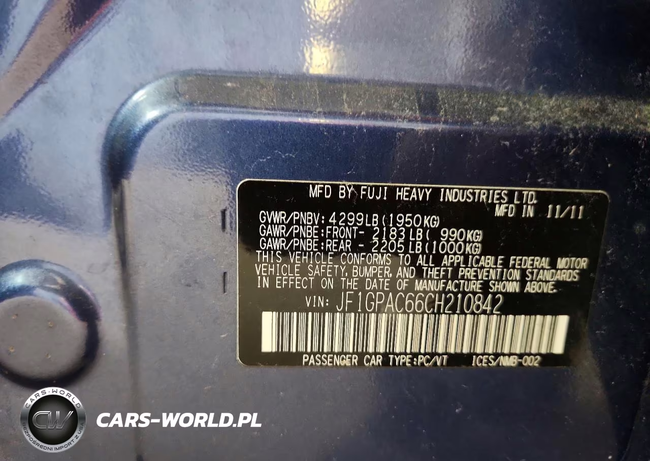 2012 Subaru Impreza Premium VIN:JF1GPAC66CH210842 - 13