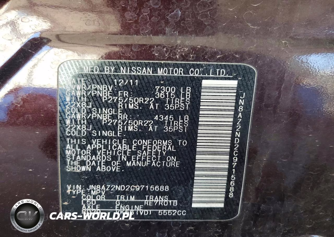 2012 Infiniti Qx56 Base VIN:JN8AZ2ND2C9715688 - 13