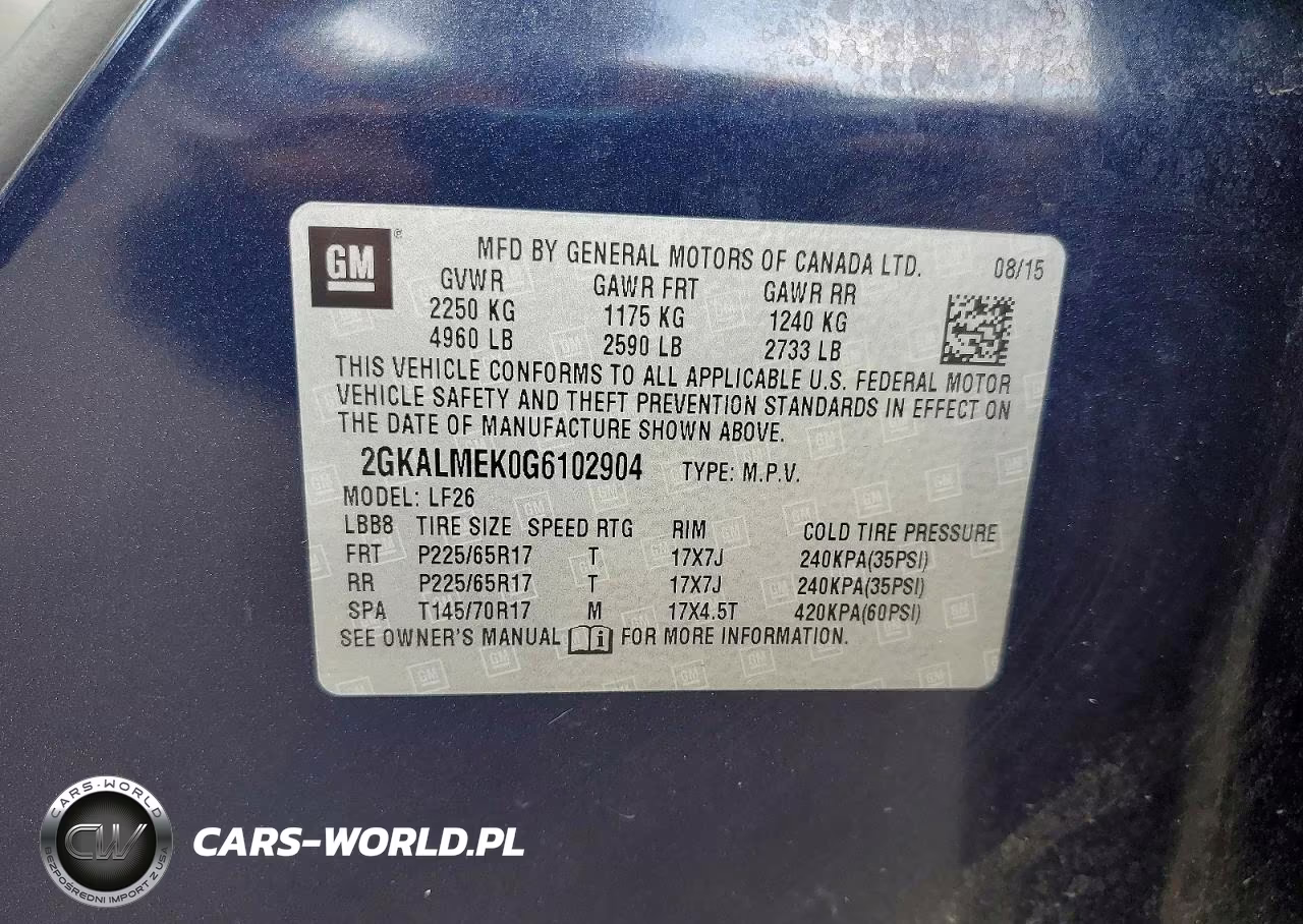 2016 GMC Terrain Sle VIN:2GKALMEK0G6102904 - 14