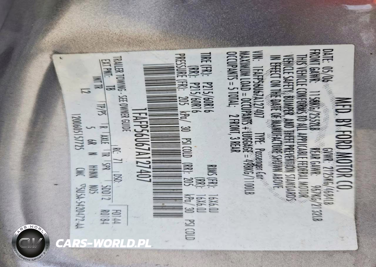 2007 Ford Taurus Sel VIN:1FAFP56U67A127407 - 12