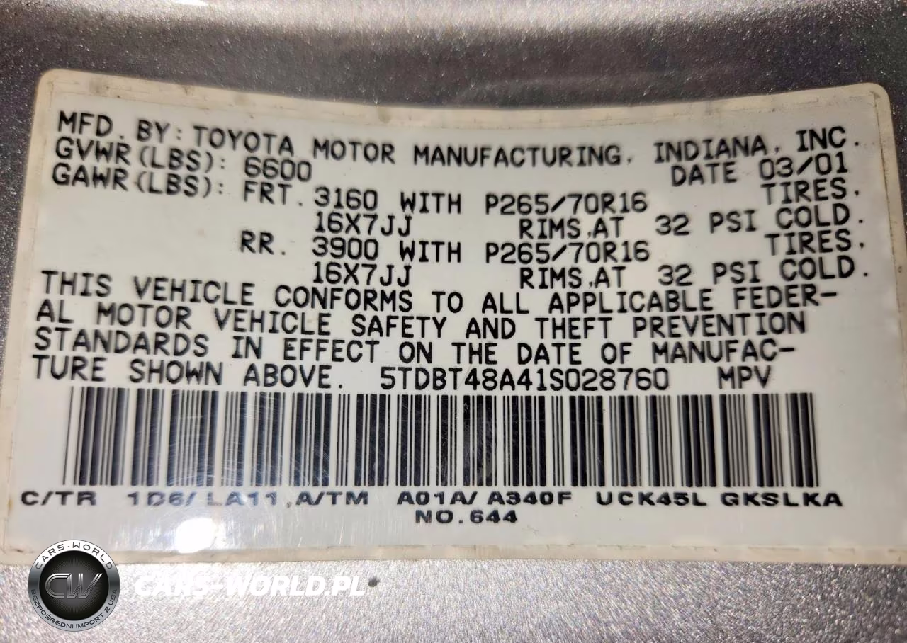 2001 Toyota Sequoia Limited VIN:5TDBT48A41S028760 - 13