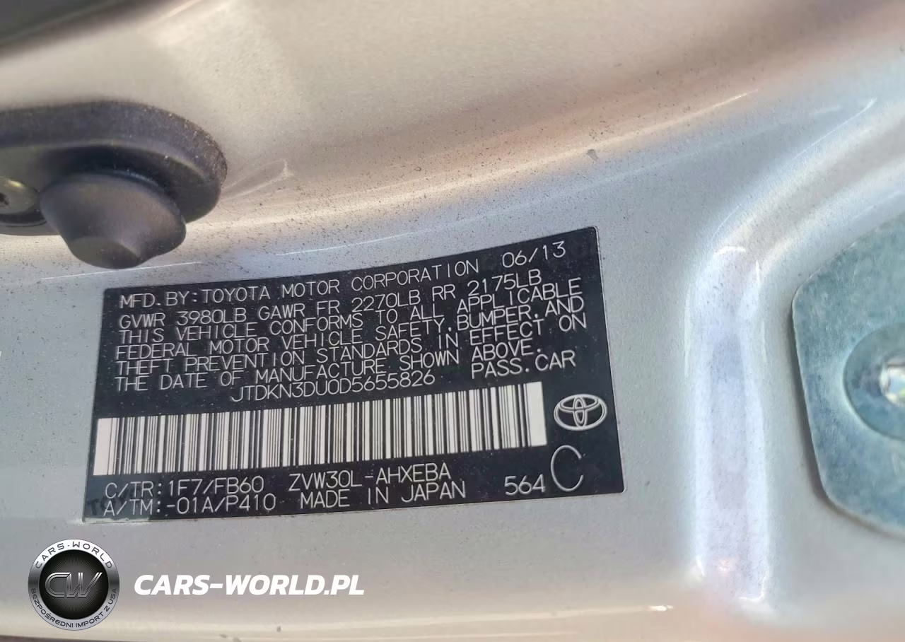 2013 Toyota Prius Two VIN:JTDKN3DU0D5655826 - 13