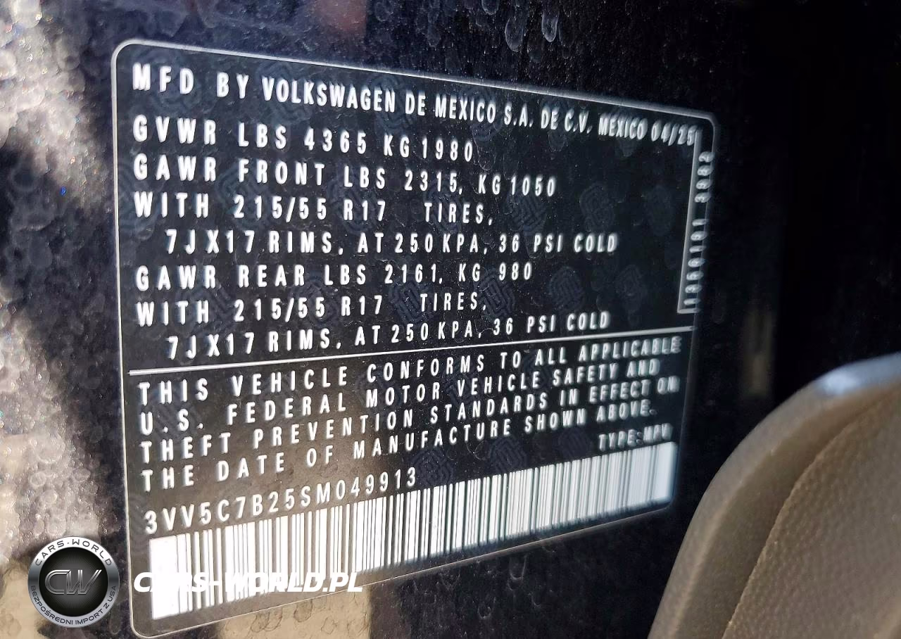 2025 Volkswagen Taos S VIN:3VV5C7B25SM049913 - 13