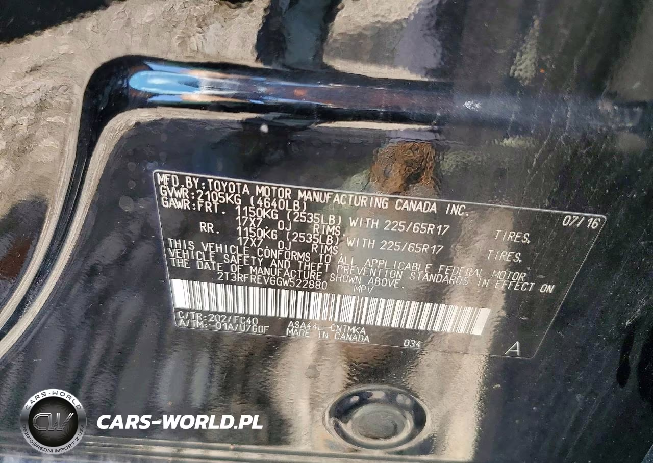 2016 Toyota Rav4 Xle VIN:2T3RFREV6GW522880 - 13