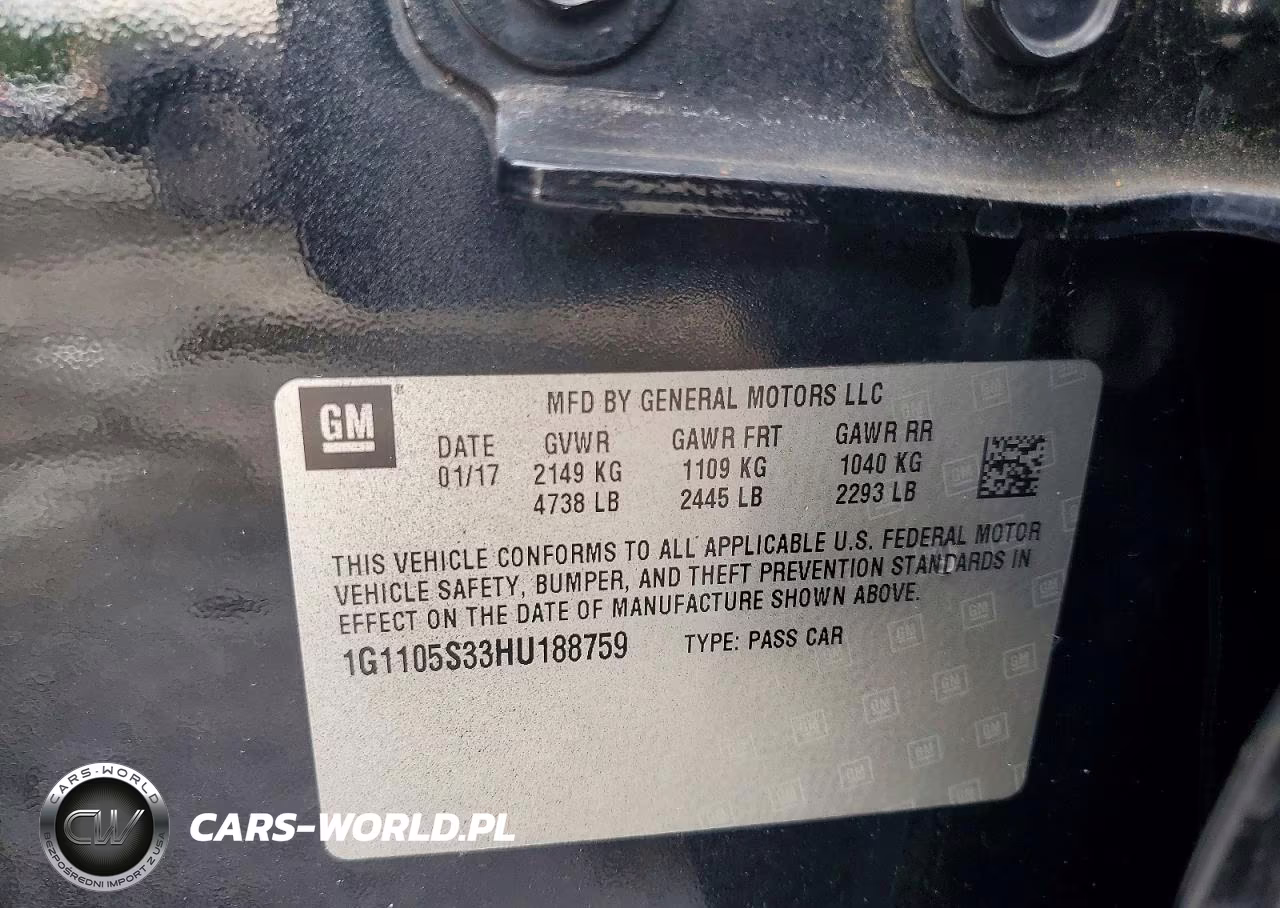 2017 Chevrolet Impala Lt VIN:1G1105S33HU188759 - 12