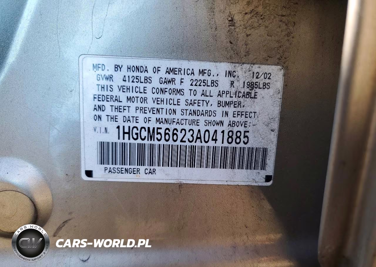 2003 Honda Accord Ex VIN:1HGCM56623A041885 - 13