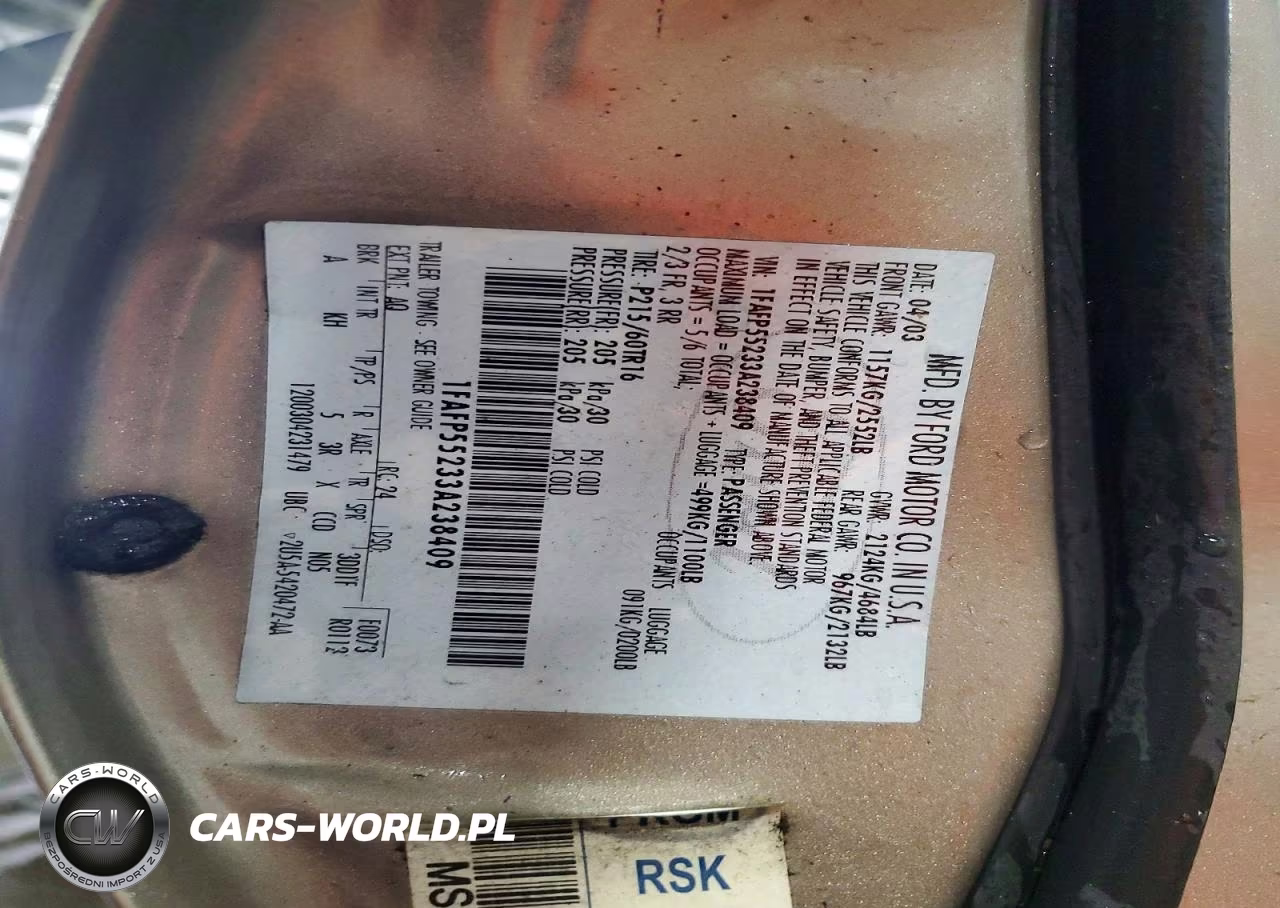 2003 Ford Taurus Ses VIN:1FAFP55233A238409 - 12
