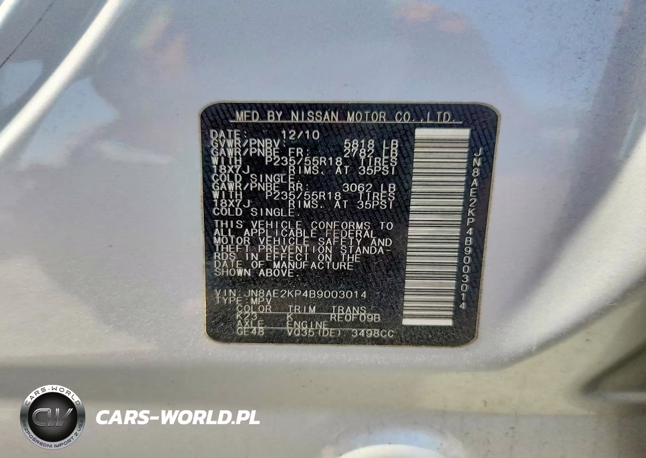 2011 Nissan Quest 3.5 S VIN:JN8AE2KP4B9003014 - 13