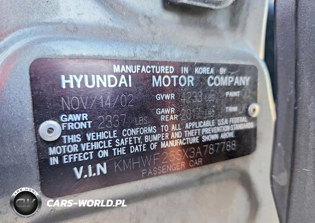 2003 Hyundai Sonata Base VIN:KMHWF25SX3A787788 - 12