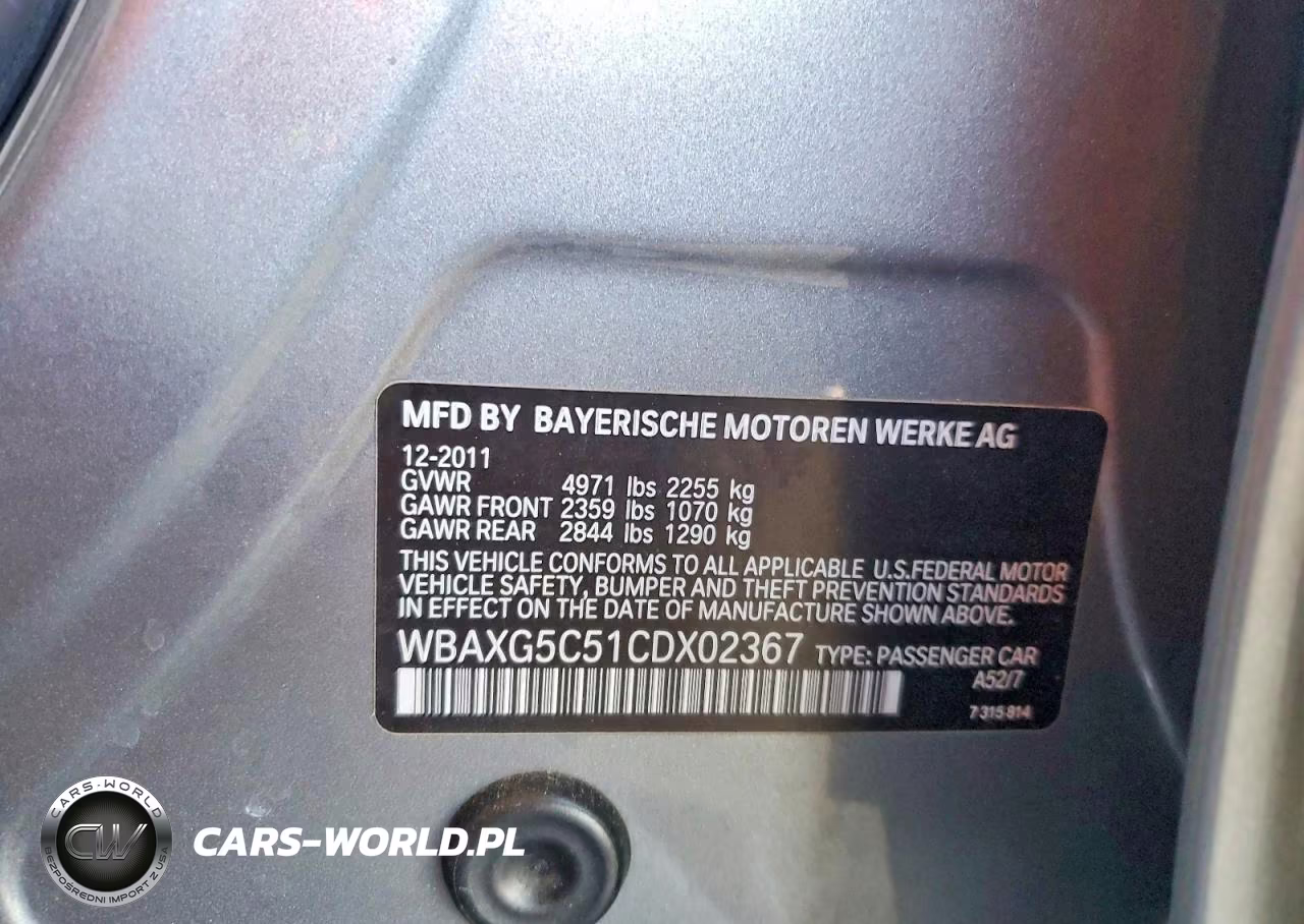 2012 BMW 528 I VIN:WBAXG5C51CDX02367 - 12