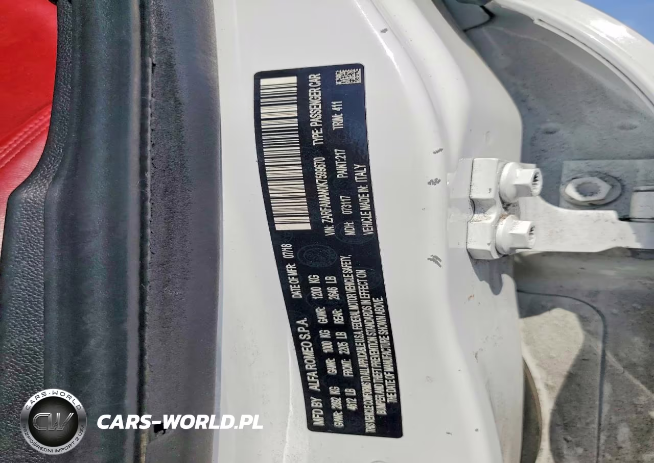 2019 Alfa Romeo Giulia VIN:ZARFAMAN0K7599670 - 12