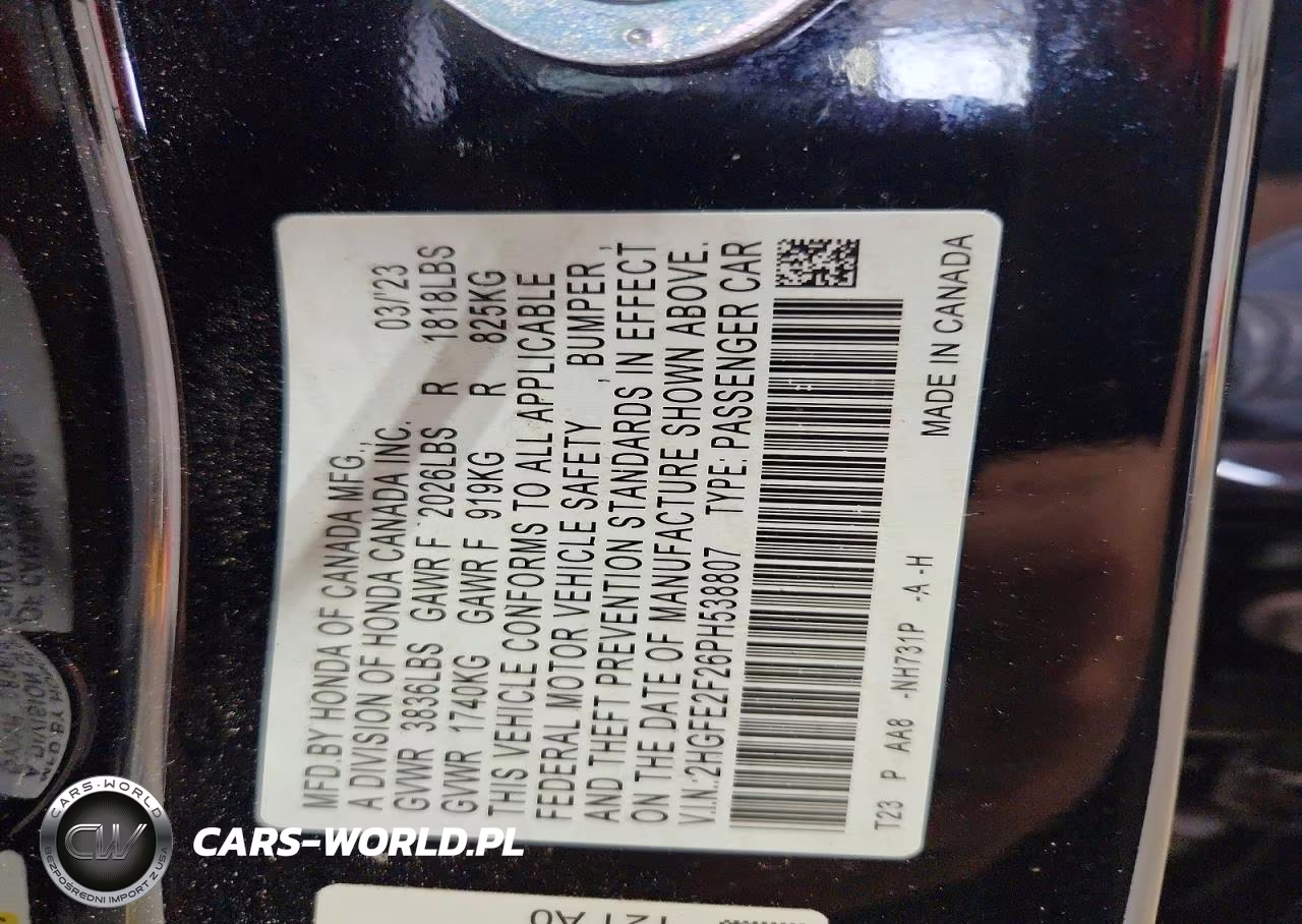 2023 Honda Civic Lx VIN:2HGFE2F26PH538807 - 13