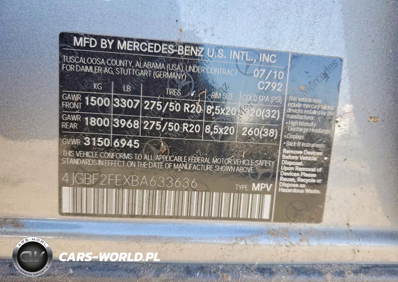 2011 Mercedes-Benz Gl 350 Bluetec VIN:4JGBF2FEXBA633636 - 13
