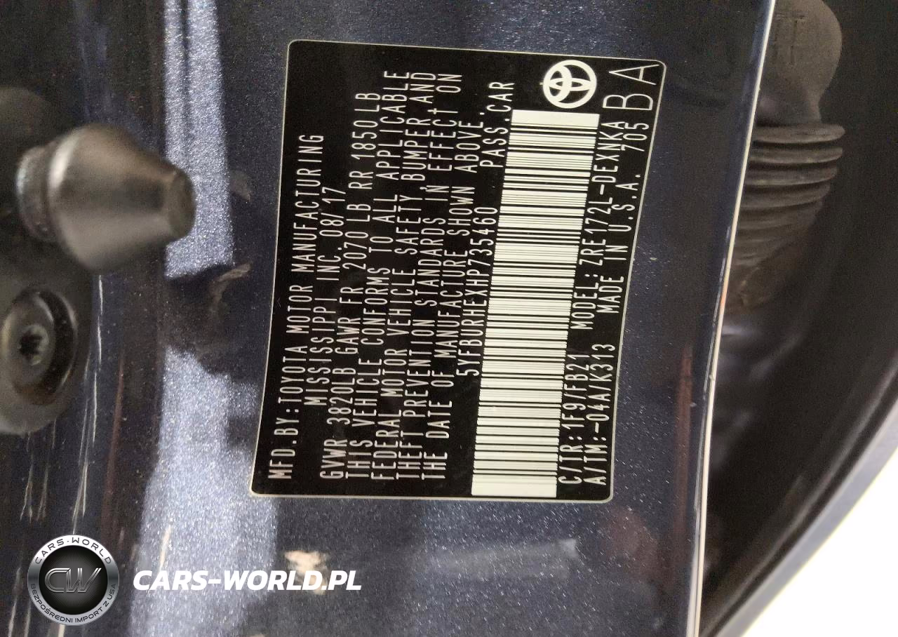 2017 Toyota Corolla Le VIN:5YFBURHEXHP735460 - 12