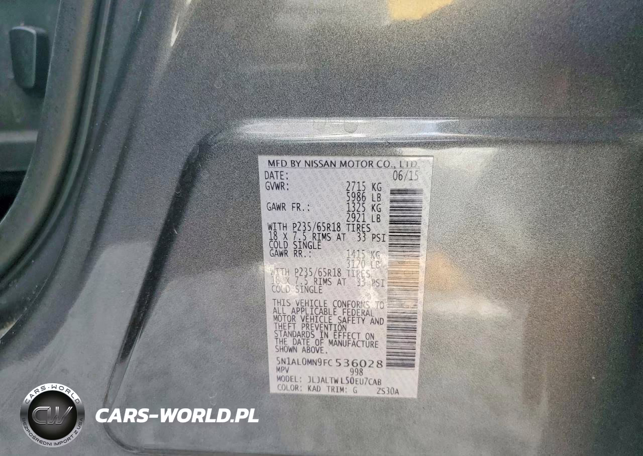 2015 Infiniti Qx60 Base VIN:5N1AL0MN9FC536028 - 13