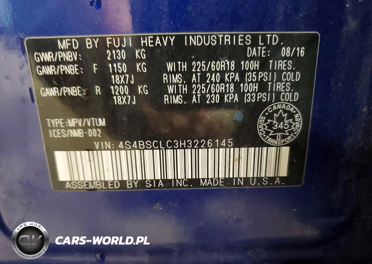 2017 Subaru Outback 2.5I Limited VIN:4S4BSCLC3H3226145 - 13