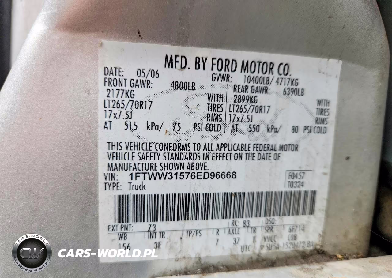 2006 Ford F350 Srw Super Duty VIN:1FTWW31576ED96668 - 12