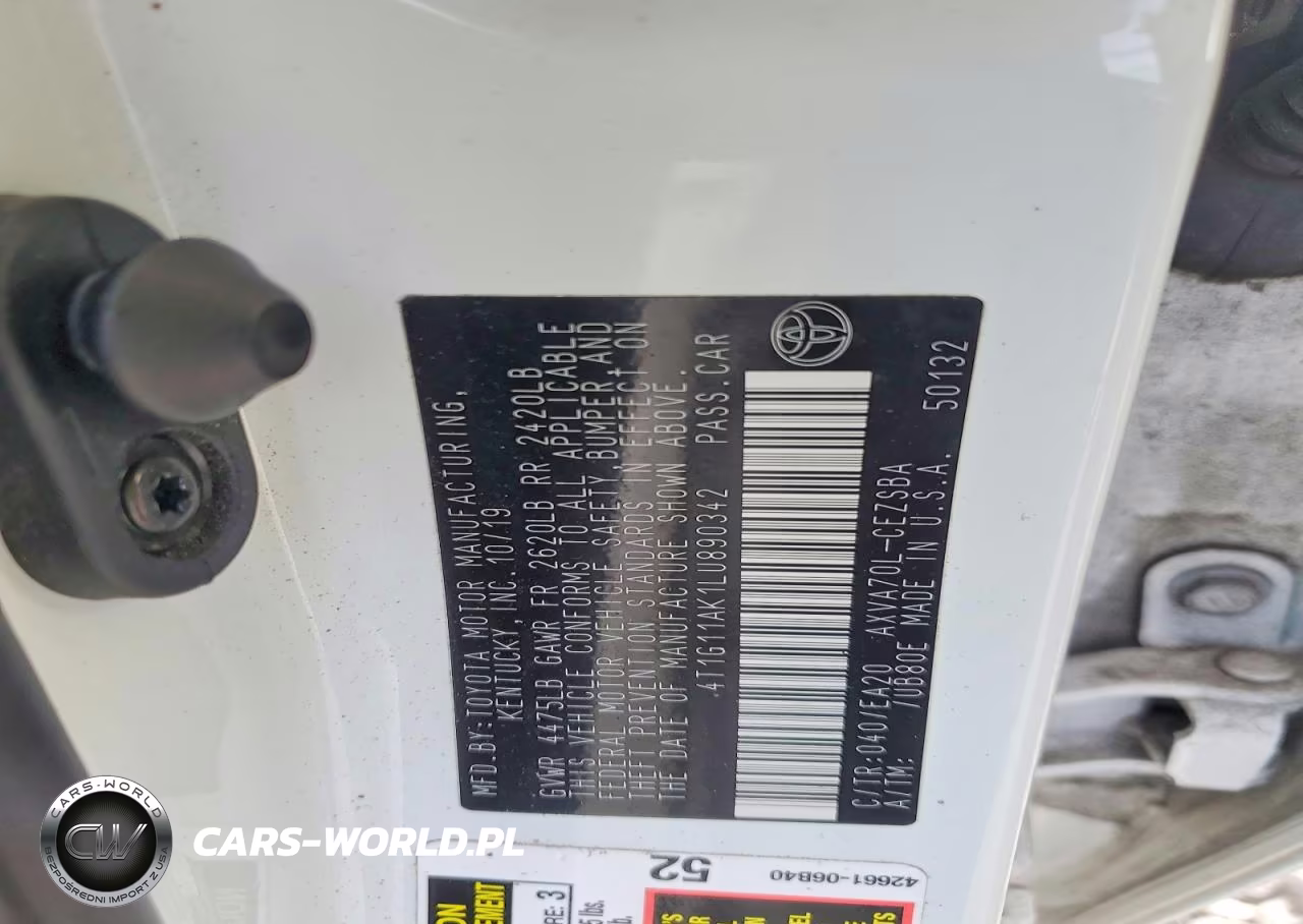 2020 Toyota Camry Se VIN:4T1G11AK1LU890342 - 12