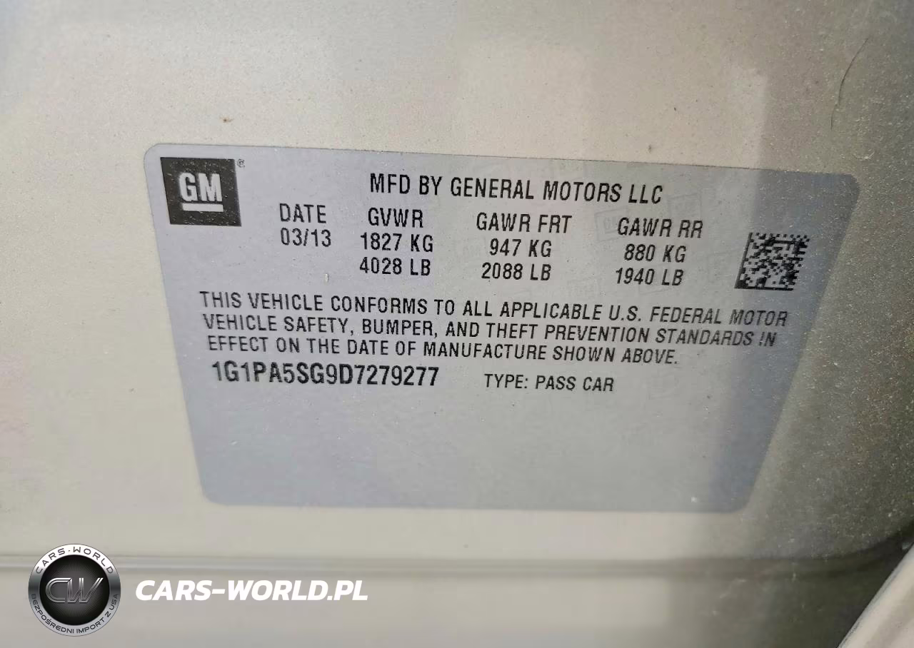 2013 Chevrolet Cruze Ls VIN:1G1PA5SG9D7279277 - 12