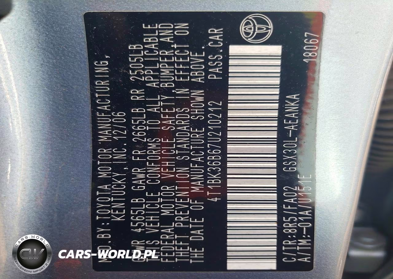 2007 Toyota Avalon Xl VIN:4T1BK36B67U210212 - 12