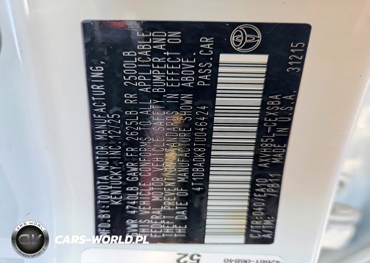 2026 Toyota Camry Se VIN:4T1DBADK8TU046424 - 12