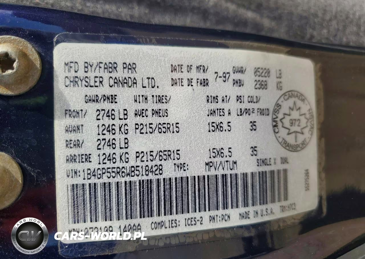 1998 Dodge Caravan Le VIN:1B4GP55R6WB518428 - 13
