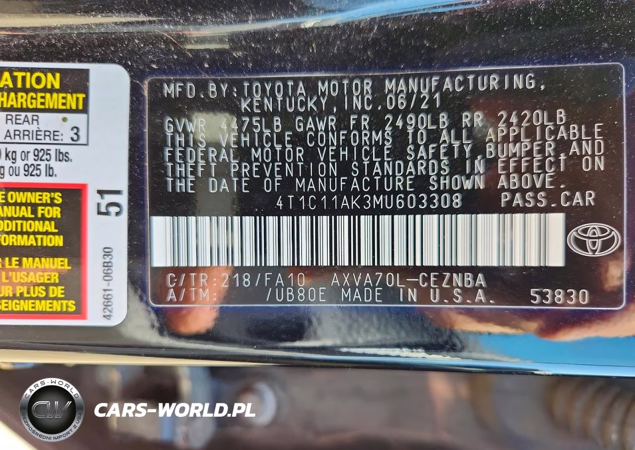 2021 Toyota Camry Le VIN:4T1C11AK3MU603308 - 12