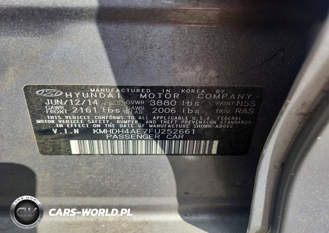 2015 Hyundai Elantra Se VIN:KMHDH4AE7FU252661 - 12