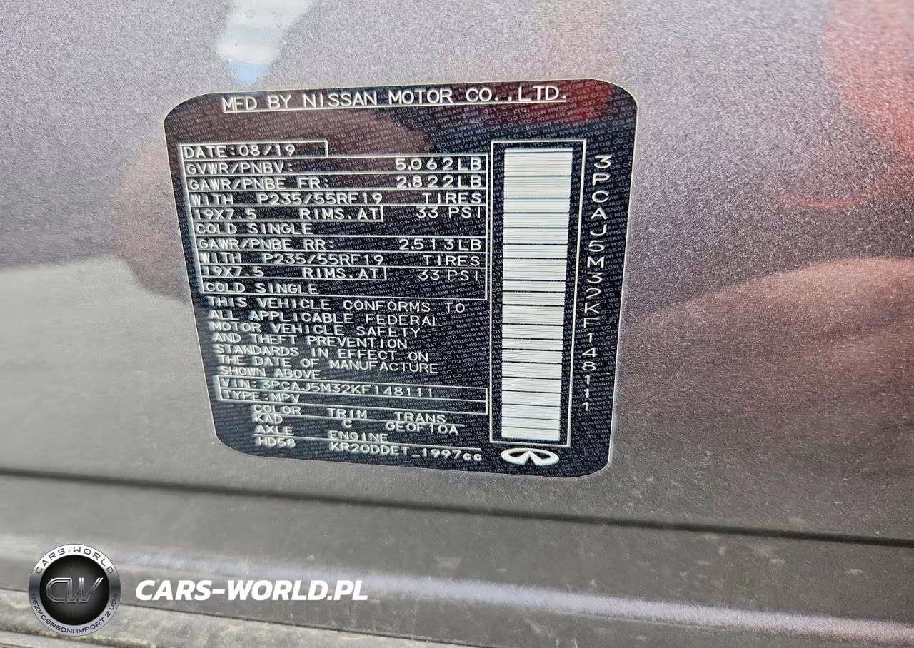 2019 Infiniti Qx50 Luxe VIN:3PCAJ5M32KF148111 - 12