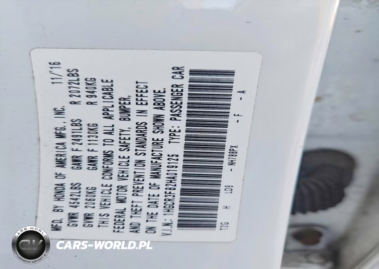 2017 Honda Accord Exl VIN:1HGCR3F82HA019125 - 12