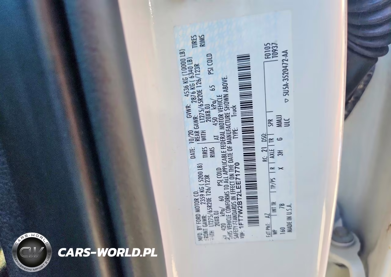 2020 Ford F-250 VIN:1FT7W2B2TLEE71770 - 12