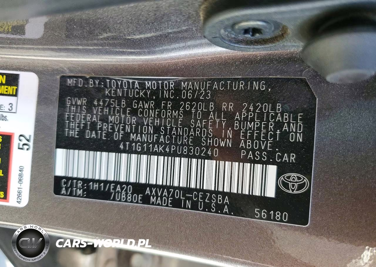 2023 Toyota Camry Se VIN:4T1G11AK4PU830240 - 12
