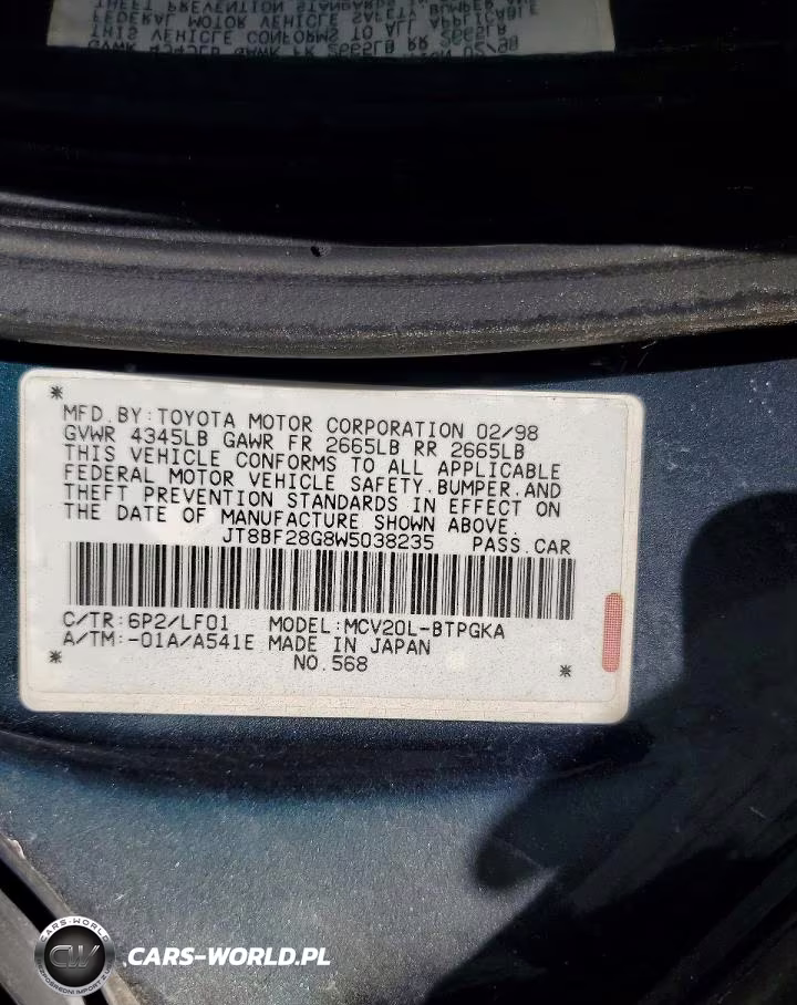 1998 Lexus Es 300 VIN:JT8BF28G8W5038235 - 12