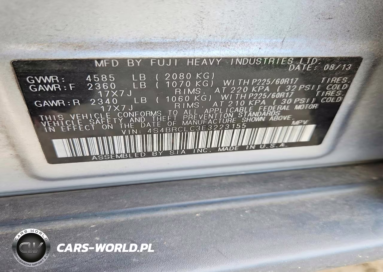 2014 Subaru Outback 2.5I Limited VIN:4S4BRCLC3E3223155 - 12